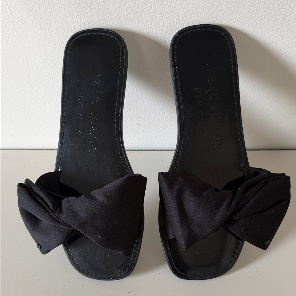 Kate Spade Black Bow Slide Mules. Sz 5.5 - Picture 2 of 2